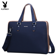 Playboy Men's Bag Business Shoulder Bag Fashion Horizontal Style Big Bag Fashion Men's Leather Brief